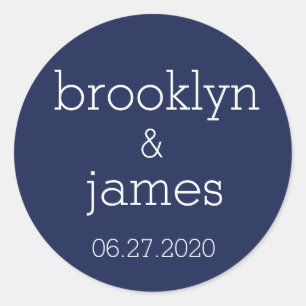 Stickers de mariage moderne bleu marine