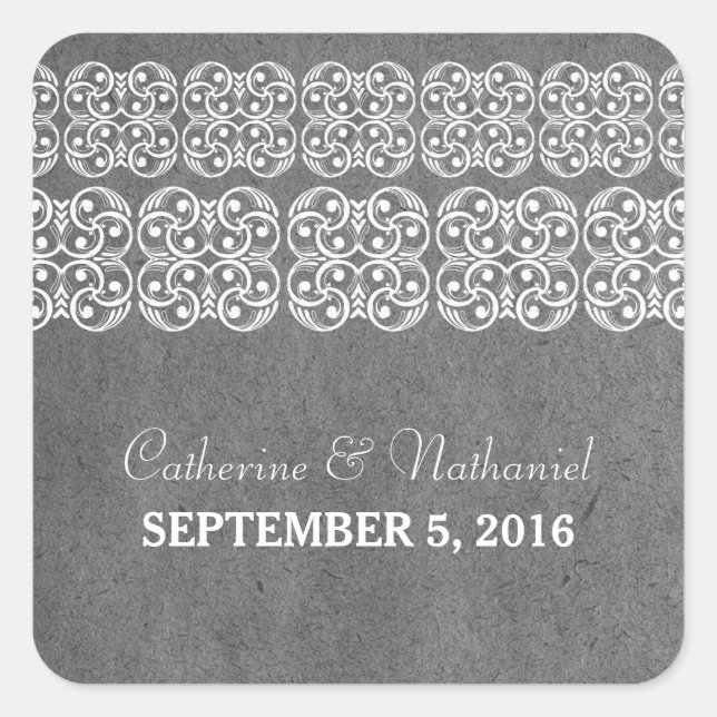 Stickers de mariage moderne en Bohême gris (Devant)