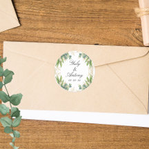 Stickers de mariage moderne Wild Green Feuille