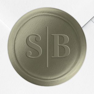 Stickers de mariage Monogram Lily Green Wax Seal