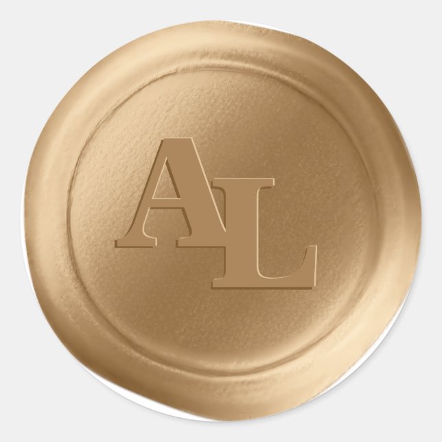 Stickers de mariage Monogramme 24k de cire d'or (Devant)