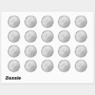 Stickers de mariage Monogramme cire argent Sceau