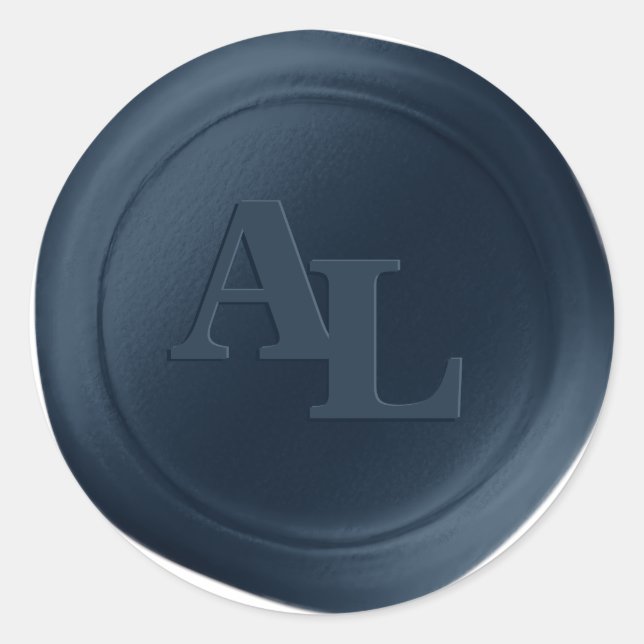 Stickers de mariage Monogramme de cire bleu marine (Devant)