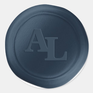 Stickers de mariage Monogramme de cire bleu marine