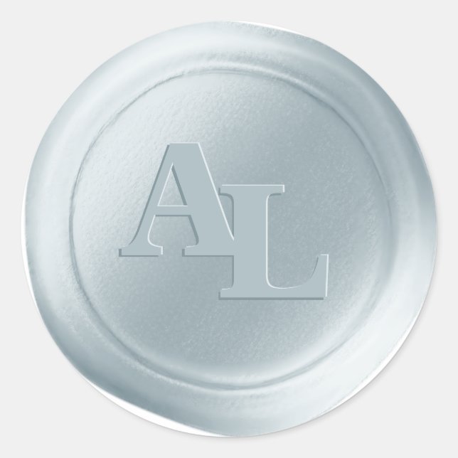 Stickers de mariage Monogramme de cire bleu poudre (Devant)