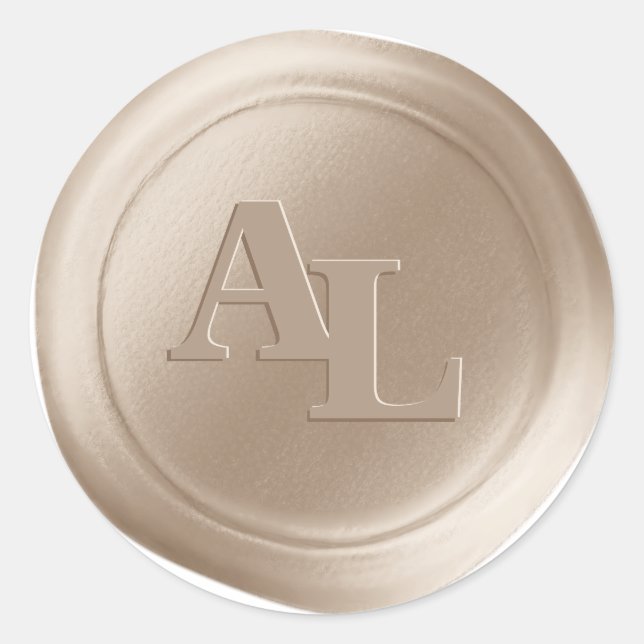 Stickers de mariage Monogramme de cire de champagn (Devant)
