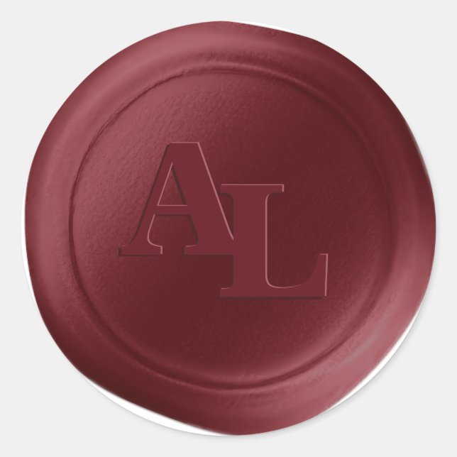 Stickers de mariage Monogramme de cire rouge Vin (Devant)