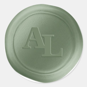 Stickers de mariage Monogramme de cire verte Fern