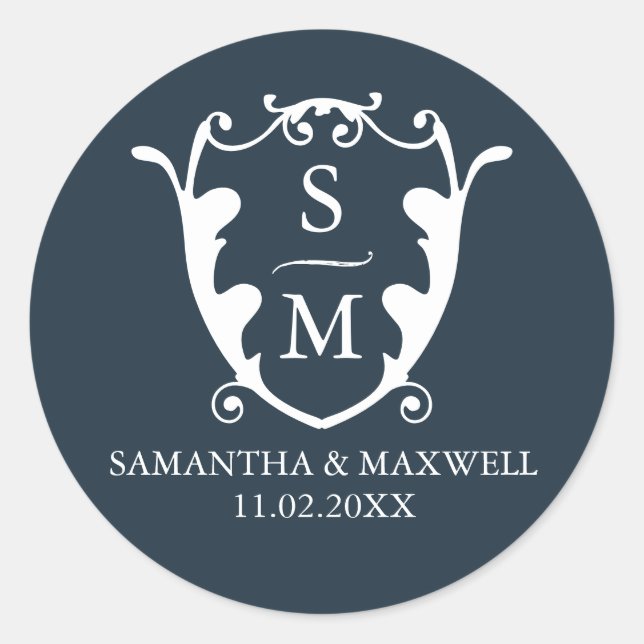 Stickers de mariage Monogramme de la Marine Blue C (Devant)