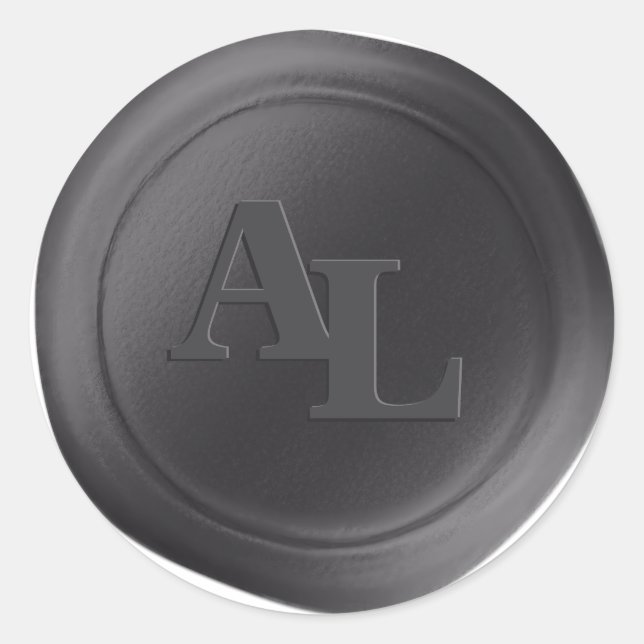 Stickers de mariage Monogramme de sceau de cire gr (Devant)
