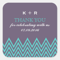 Stickers de mariage Motif violet Zigzag Favor