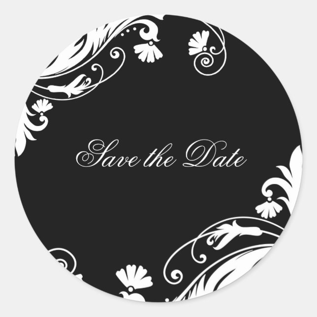 Stickers de mariage noir et blanc classique (Devant)
