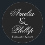 Stickers de mariage noir et blanc élégant<br><div class="desc">Le noir et le blanc sont des couleurs intemporelles à la fois élégantes et sobres. Le style moderne de cette suite mariage rendra votre mariage encore plus mémorable ! Entièrement personnalisable, des polices aux couleurs. N’hésitez pas à nous contacter si vous désirez un design ou un changement qui ne peut...</div>