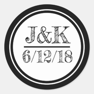 Stickers de mariage noir et blanc personnalisés