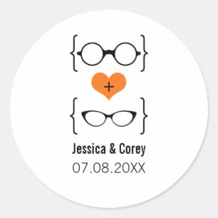 Stickers de mariage Orange Geeky Glasses