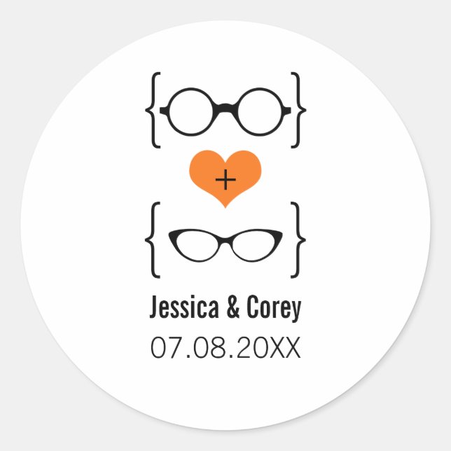 Stickers de mariage Orange Geeky Glasses (Devant)
