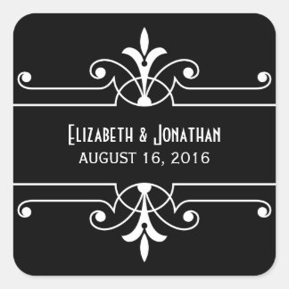Stickers de mariage ornemental fantaisie en ébène