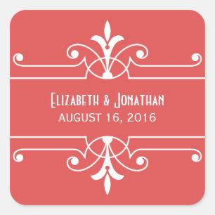 Stickers de mariage ornemental fantaisie rouge