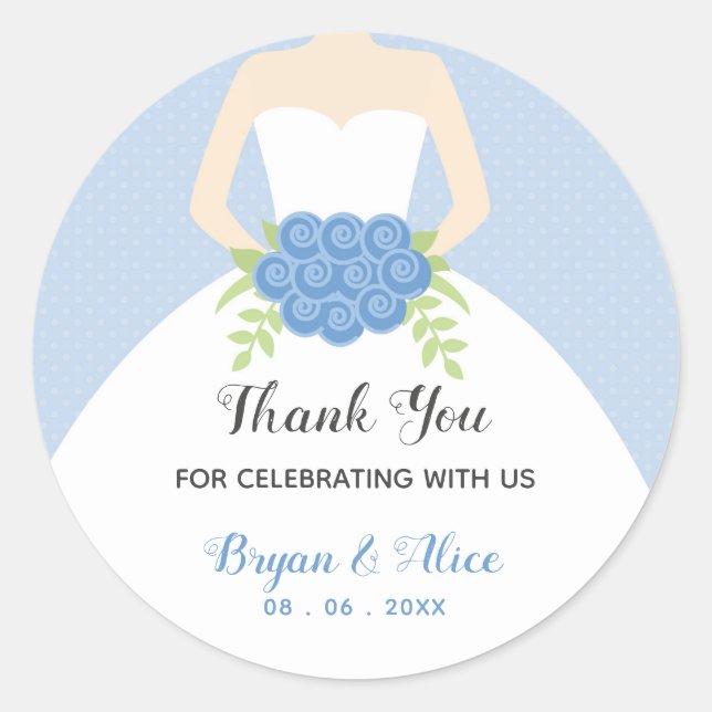 Stickers de mariage (Pastel Blue avec Mariage Gown (Devant)