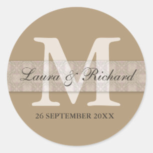 Stickers de mariage personnalisé monogramme