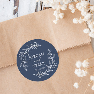 Stickers de mariage personnalisés bleu marine Euca