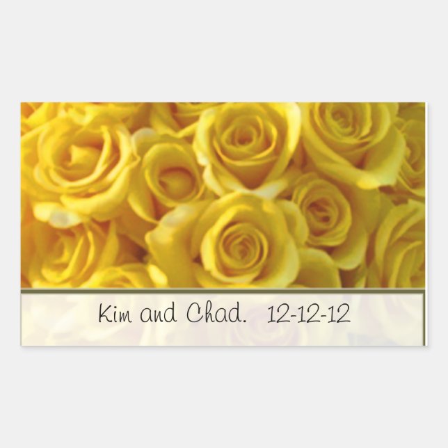 STICKERS DE MARIAGE PERSONNALISÉS EN ROSE JAUNE (Devant)