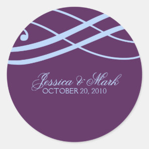 Stickers de mariage Plum and Powder Blue Swirls