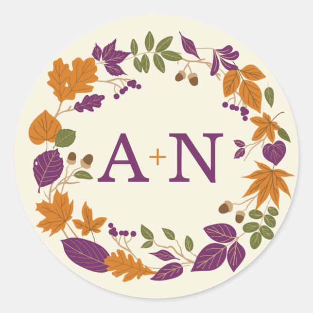 Stickers de mariage Plum et Citrouille Fall Wreath (Devant)