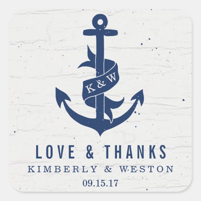 Stickers de mariage pour Ancres rustiques / Marine (Devant)