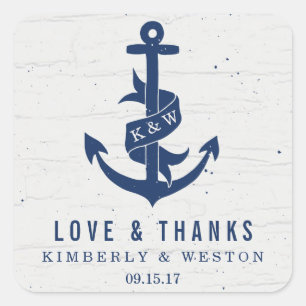 Stickers de mariage pour Ancres rustiques / Marine