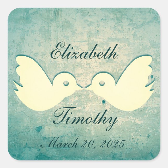 Stickers de mariage pour cage d'oiseau de Teal mag (Devant)