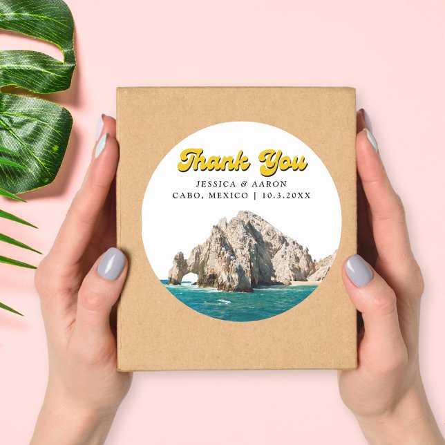 Stickers de mariage préférés Retro personnalisés (Personalized Retro Cabo Wedding Favor Stickers
)