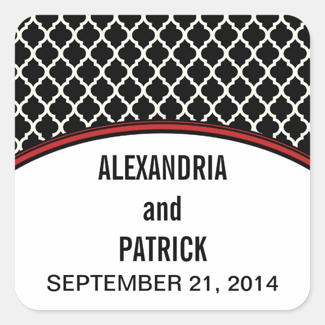 Stickers de mariage Red Elegant Quatrefoil (Devant)