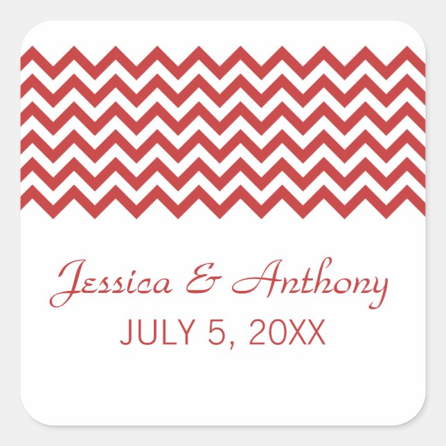 Stickers de mariage Red Simple Chevron (Devant)