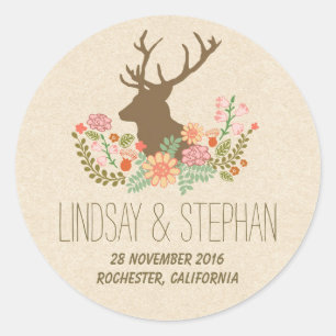 stickers de mariage romantique floral cerf