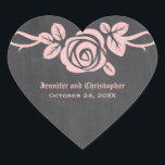 Stickers de Mariage Rose Chalkboard rose<br><div class="desc">Stickers de mariage Chalkboard doux et joli Rose en rose clair avec un seul rose adorable sur une vigne sur un tableau de bord look arrière - plan. Cet élégant design est parfait pour un mariage de printemps ou d'été. Facile à customiser, il suffit d'ajouter les détails de votre mariage...</div>
