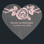 Stickers de Mariage Rose Chalkboard rose<br><div class="desc">Stickers de mariage Chalkboard doux et joli Rose en rose clair avec un seul rose adorable sur une vigne sur un tableau de bord look arrière - plan. Cet élégant design est parfait pour un mariage de printemps ou d'été. Facile à customiser, il suffit d'ajouter les détails de votre mariage...</div>