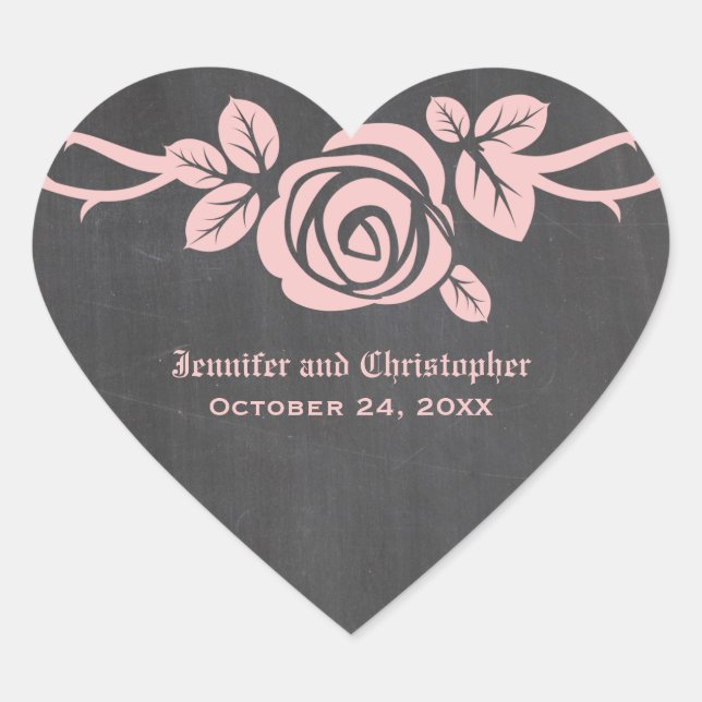 Stickers de Mariage Rose Chalkboard rose (Devant)