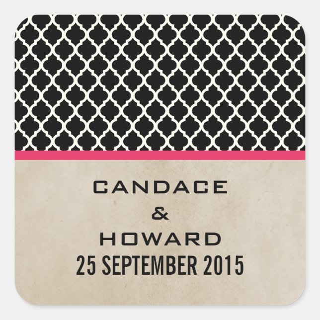 Stickers de mariage rose chic Quatrefoil (Devant)