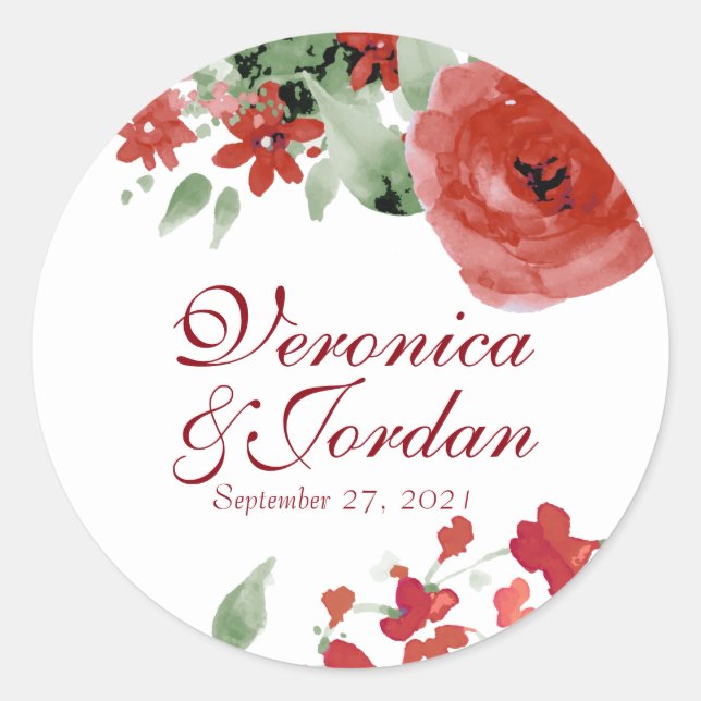 Stickers de mariage Rose couleur rouge radiant (Devant)