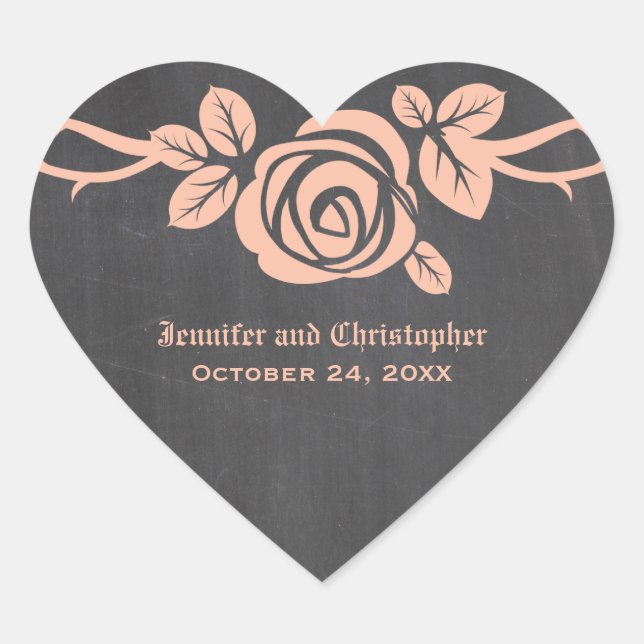 Stickers de mariage Rose de plateau de pêche (Devant)