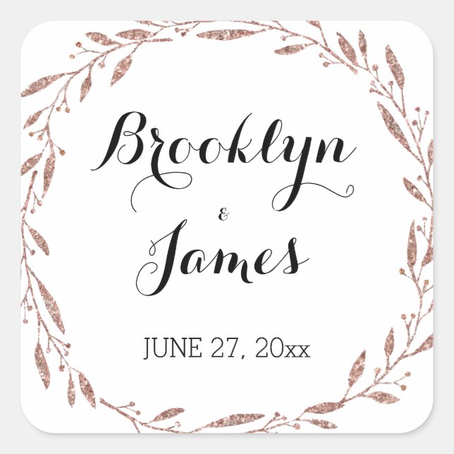 Stickers de mariage Rose Gold Foil Floral Wreath (Devant)
