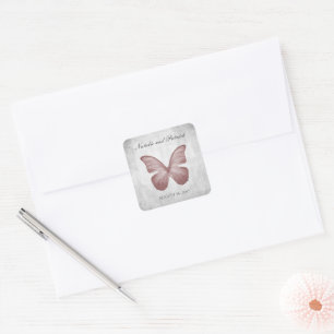 Stickers de mariage rose papillon