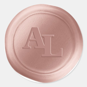 Stickers de mariage rose Quartz Cire Sceau Monogra