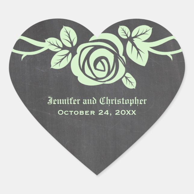 Stickers de mariage Rose vert (Devant)