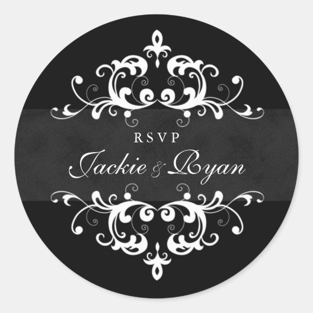 Stickers de mariage RSVP Black White Embellising (Devant)