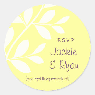 Stickers de mariage RSVP Branche feuille jaune vio