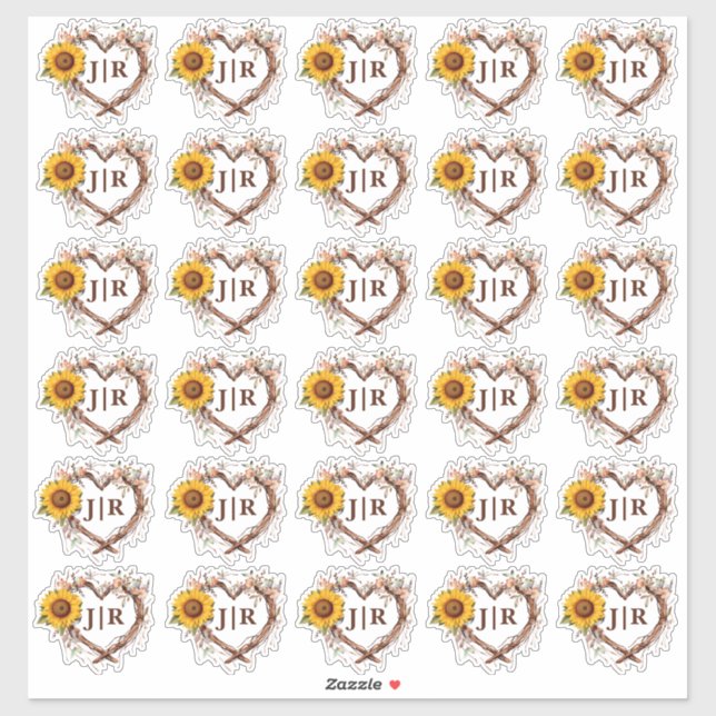 Stickers de mariage rustique du pays de tournesol (Feuille)