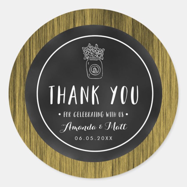 Stickers de mariage rustique Mason Jar personnalis (Devant)