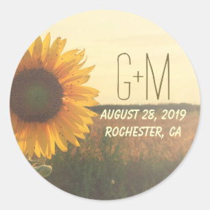 Stickers de mariage rustique tournesol